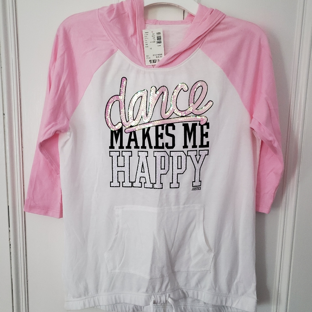Girls Size 12 Justice Dance Makes Me Happy Shirt